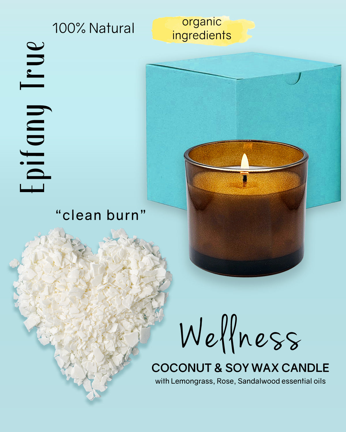 Epifany True Apricot & Camellia Satin Body Oil 4oz Wellness Gift Set with Scented Coconut Soy Wax Candle, Calendula Lip Balm and Essential Oil Roll-On