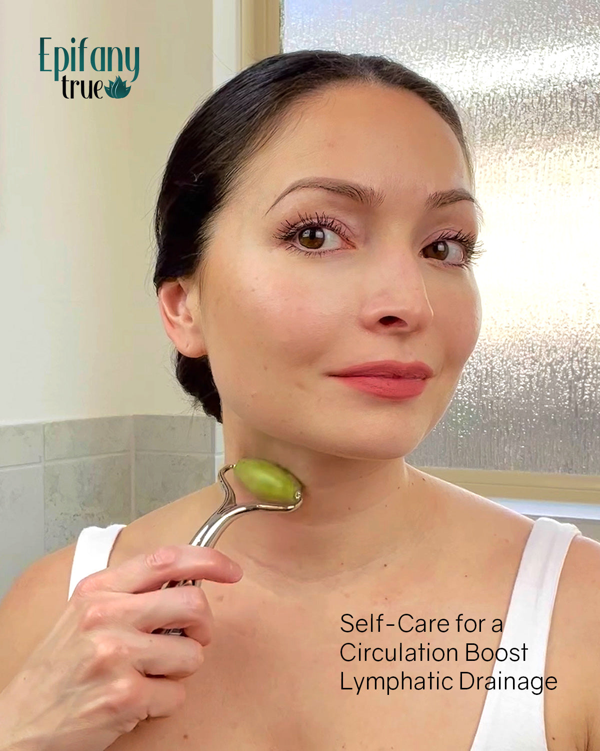 Epifany True Natural Green Jade Face and Body Massage Roller for lymphatic drainage