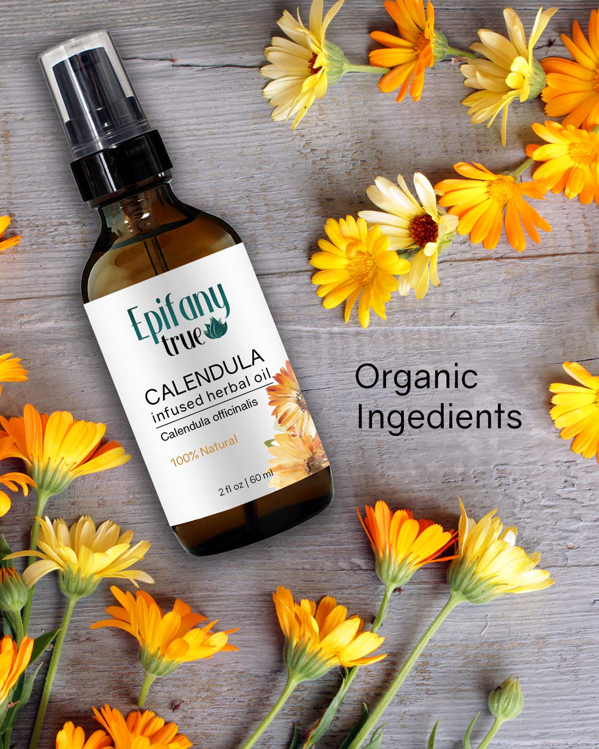 Epifany True Calendula Oil 2oz infused in organic sunflower seed oil