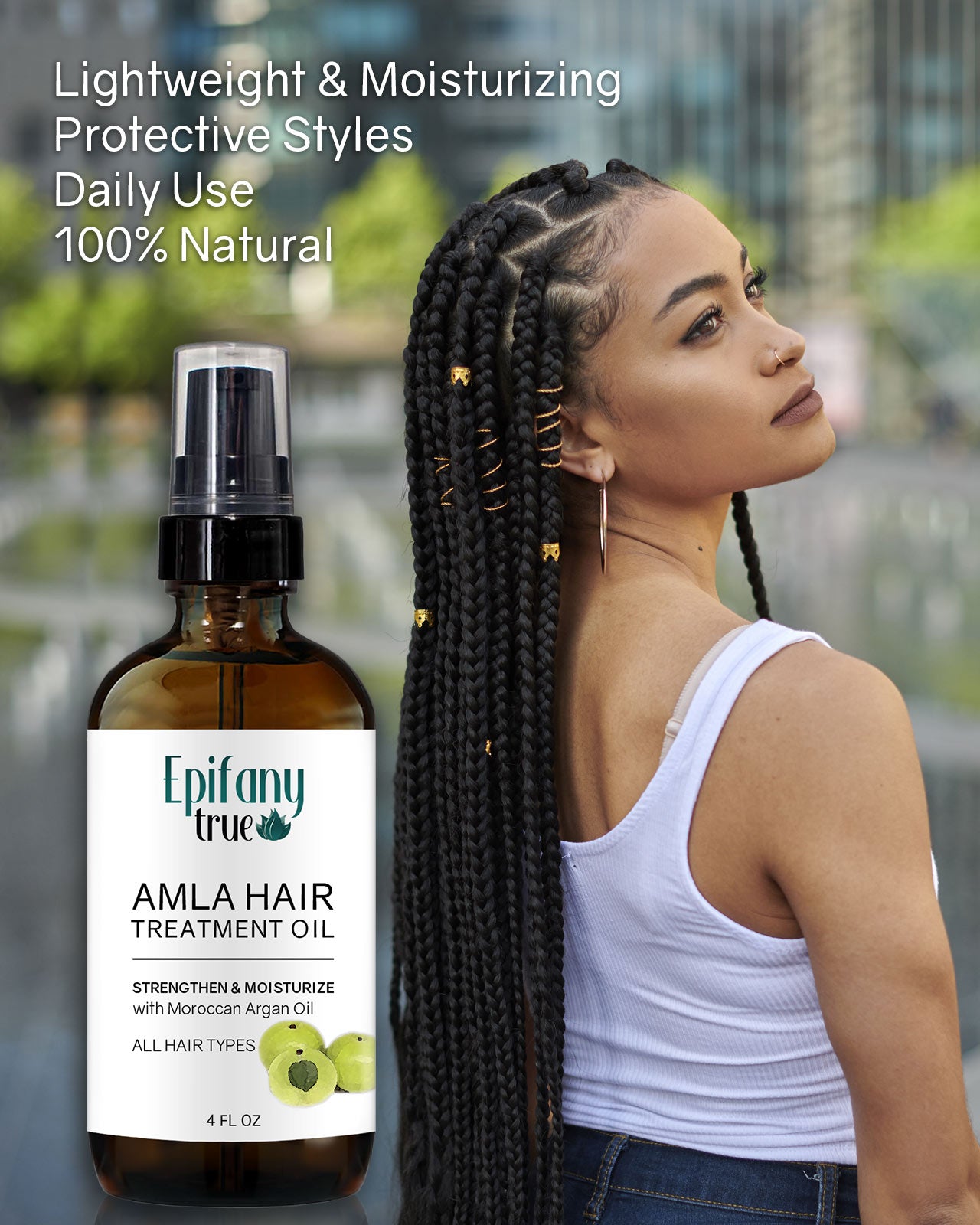 Epifany True Amla Hair Treatment Oil 4oz 100% natural, lightweight, moisturizing for protective styles