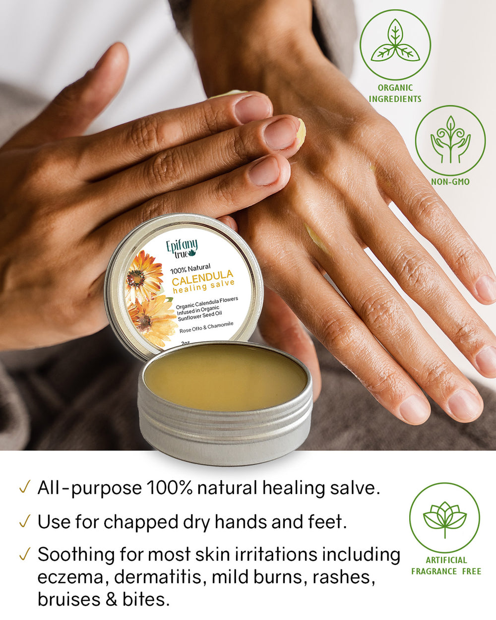 100% Natural Calendula Healing Salve 2oz 2-Pack