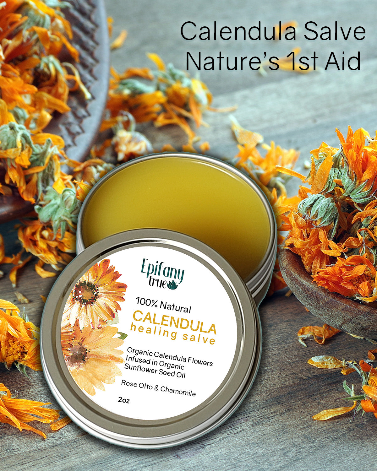 100% Natural Calendula Healing Salve 2oz 2-Pack
