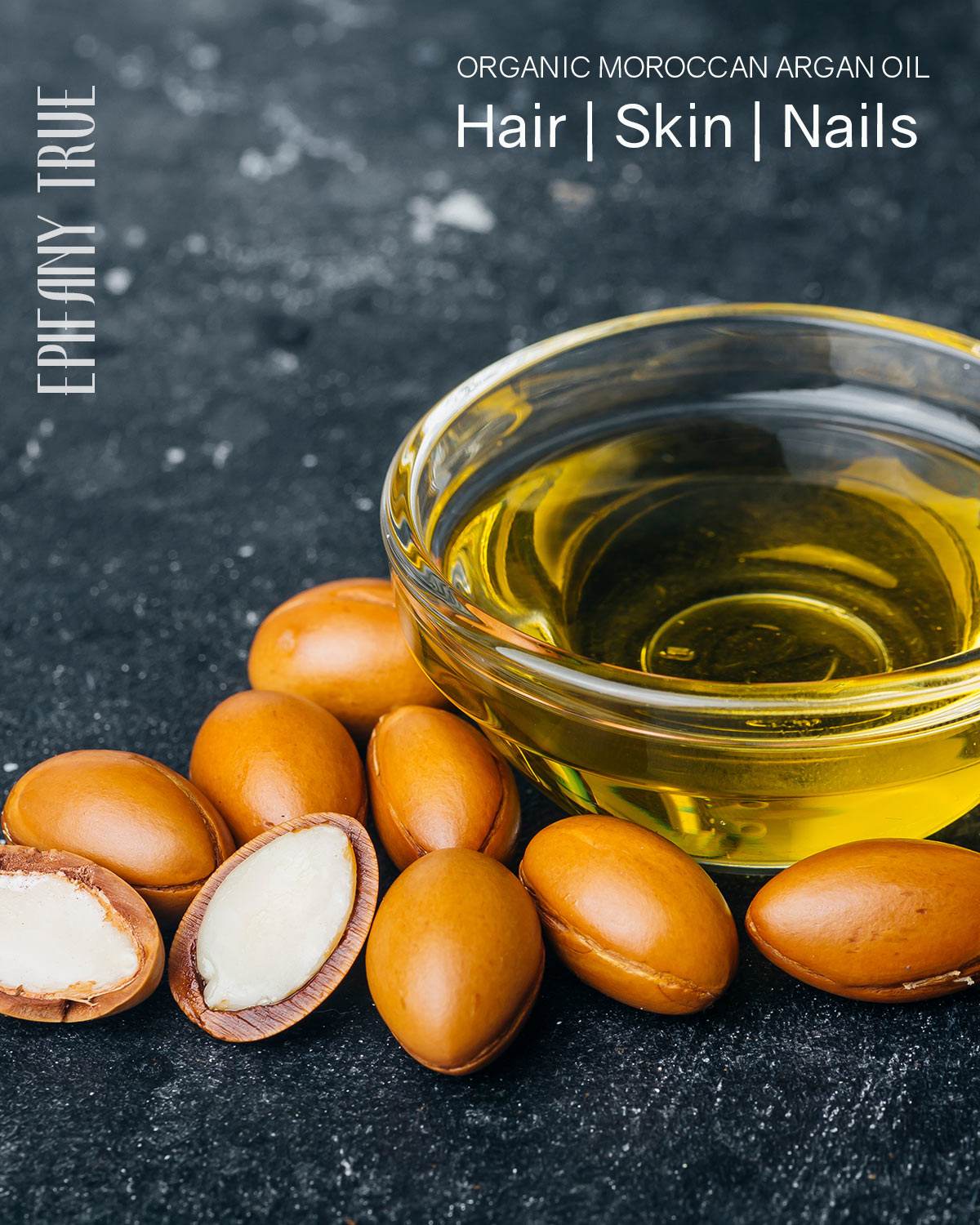 Epifany True Organic Moroccan Argan Oil 2oz for hair skin and nails