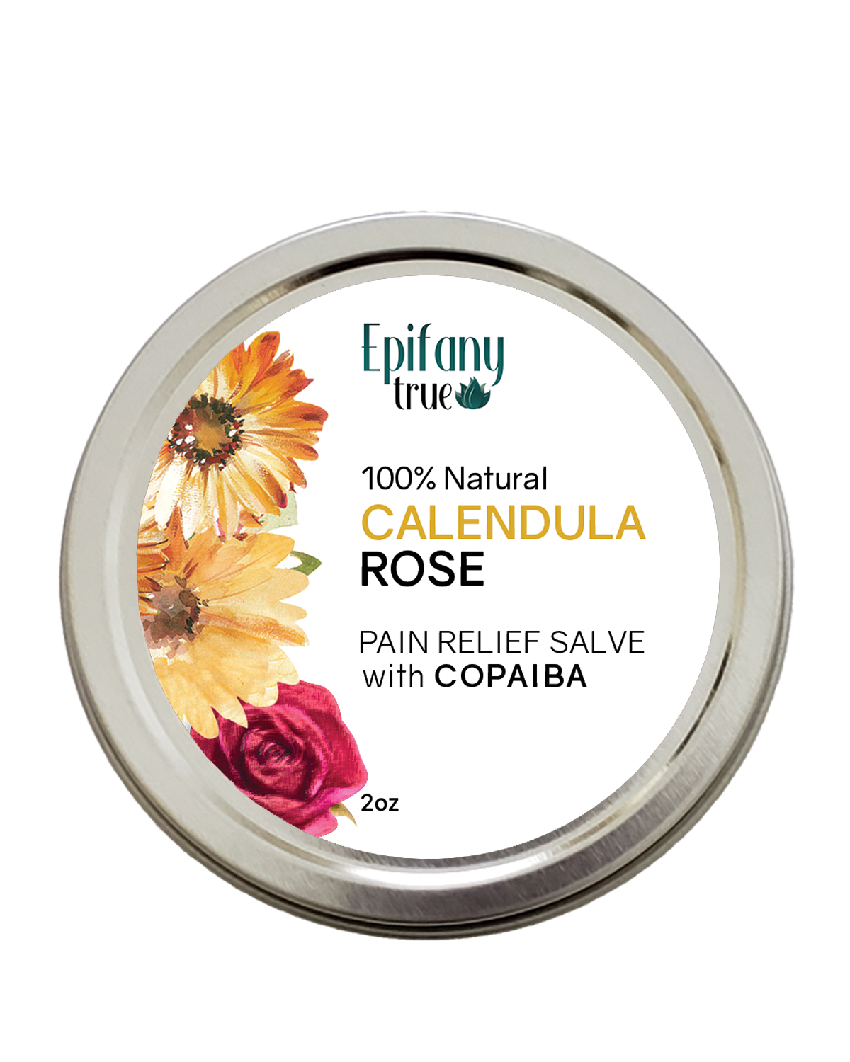 100% Natural Calendula & Rose Pain Relief Salve with Copaiba 2oz