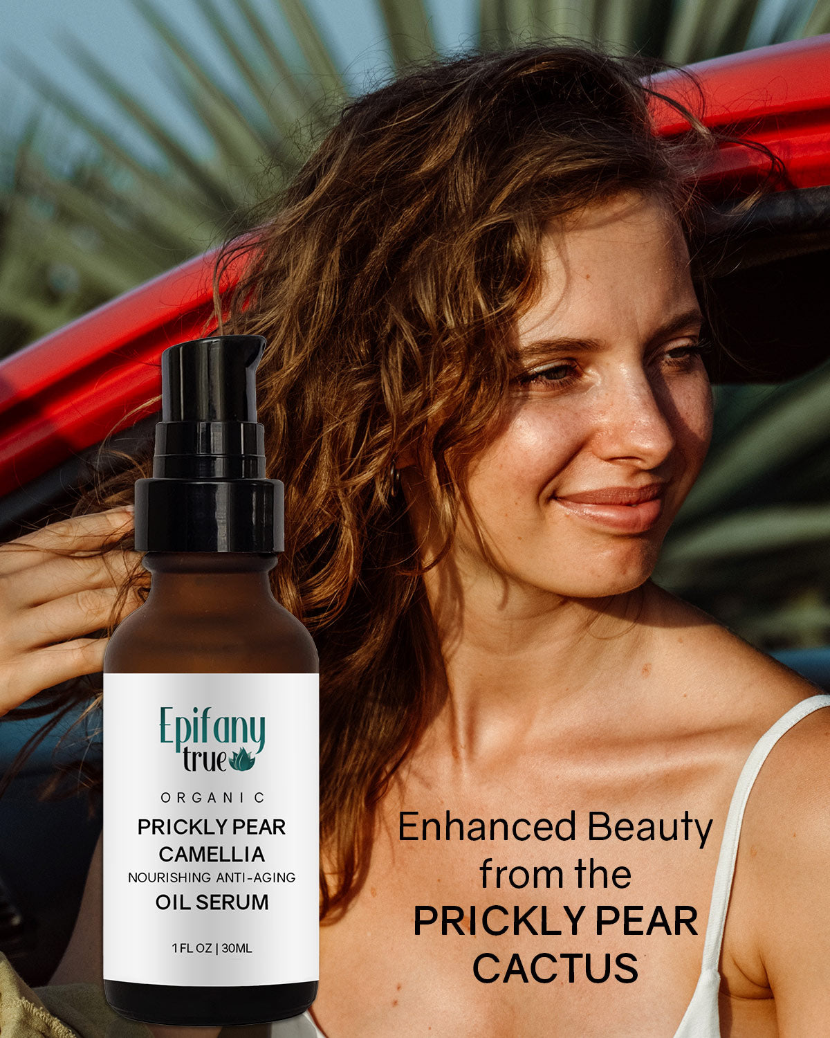 Prickly Pear Camellia Face Oil Serum and Natural Green Jade Roller Gift Set
