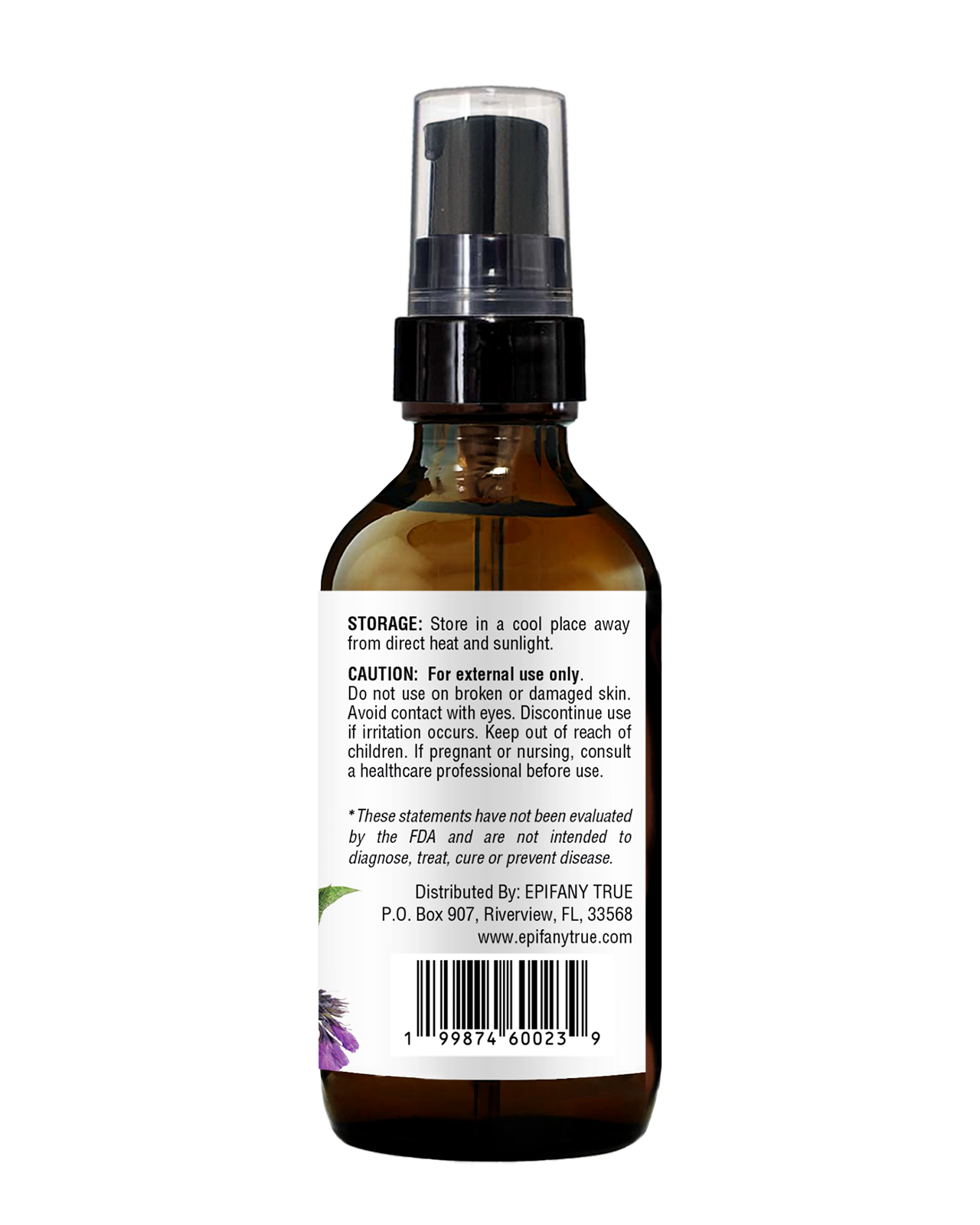 Epifany True Comfrey and Calendula Soothing Herbal Skin Oil 2oz for dry sensitive skin - UPC