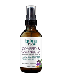 Epifany True Comfrey and Calendula Soothing Herbal Skin Oil 2oz for dry sensitive skin - front