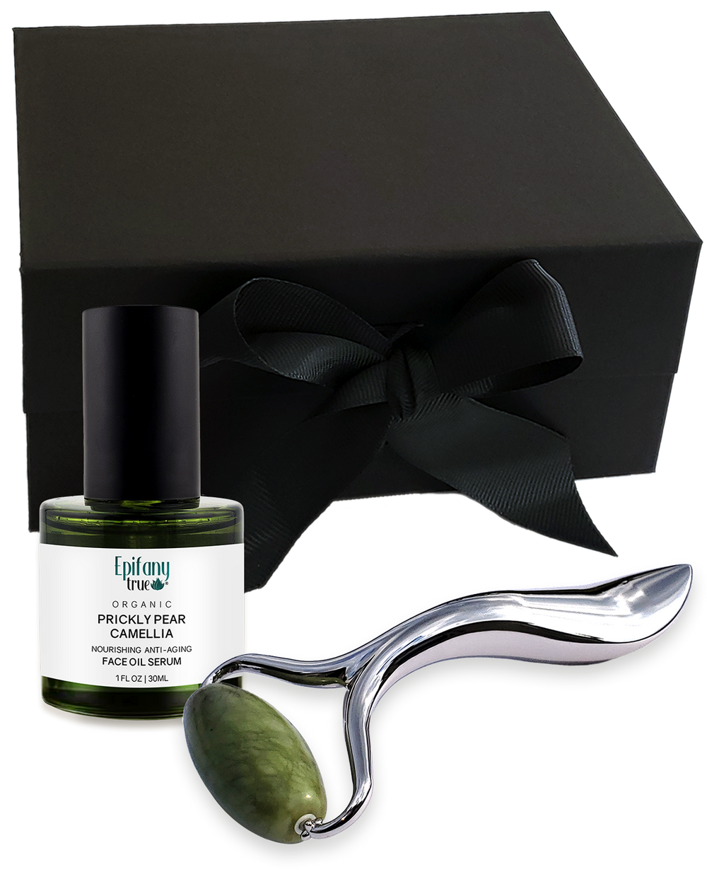 Epifany True Organic Prickly Pear and Camellia Face Oil Serum, Jade Roller Gift Box Set