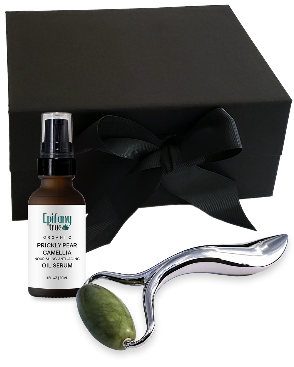 Prickly Pear Camellia Face Oil Serum and Natural Green Jade Roller Gift Set
