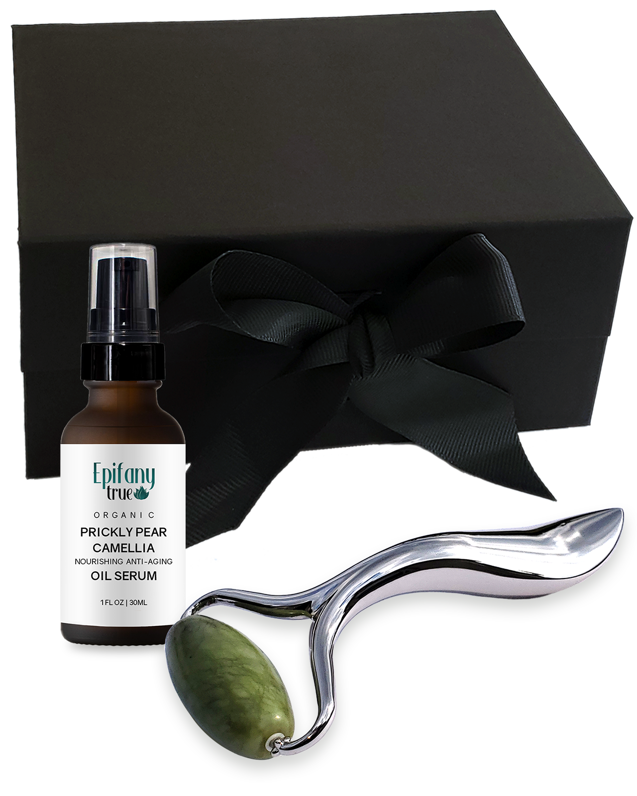 Prickly Pear Camellia Face Oil Serum and Natural Green Jade Roller Gift Set