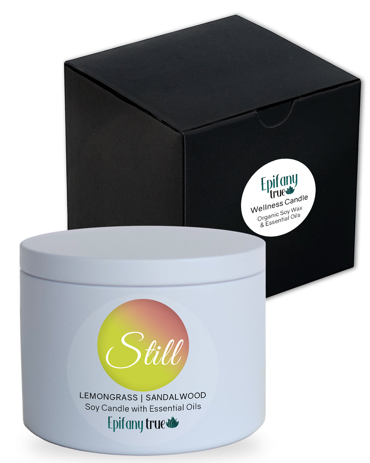 STILL Lemongrass & Sandalwood Wellness Candle with Organic Soy Wax and Essential Oils 8oz