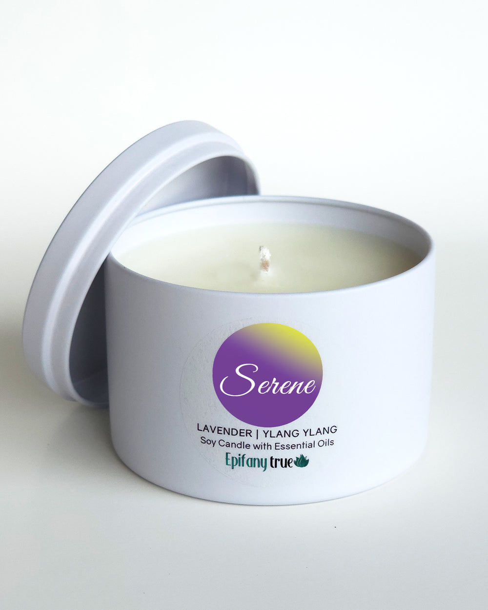 SERENE Lavender and Ylang Ylang Wellness Candle with Organic Soy Wax and Essential Oils 8oz