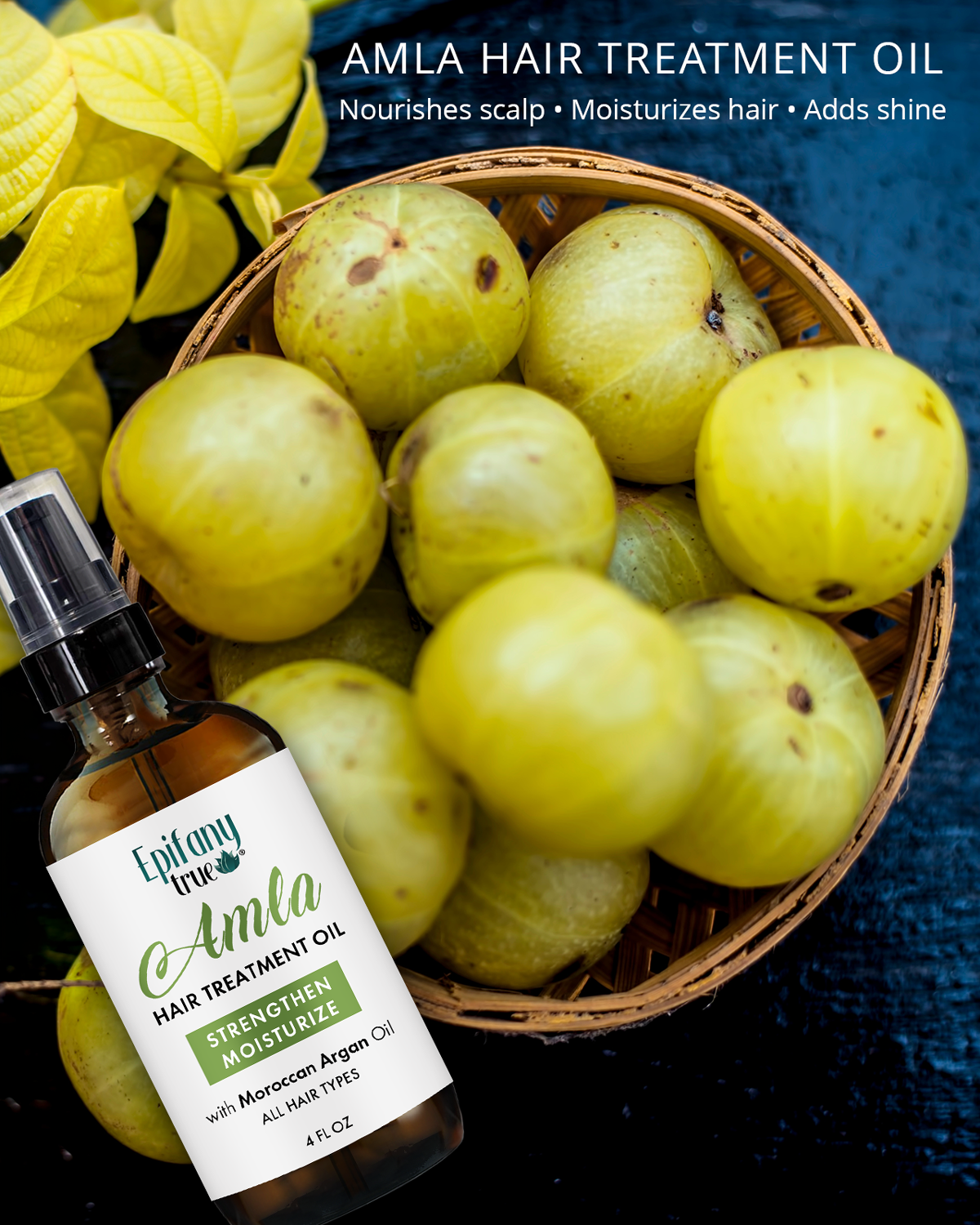 Amla Hair Treatment Oil with Moroccan Argan Oil – Strengthen & Moisturize, 4 fl oz
