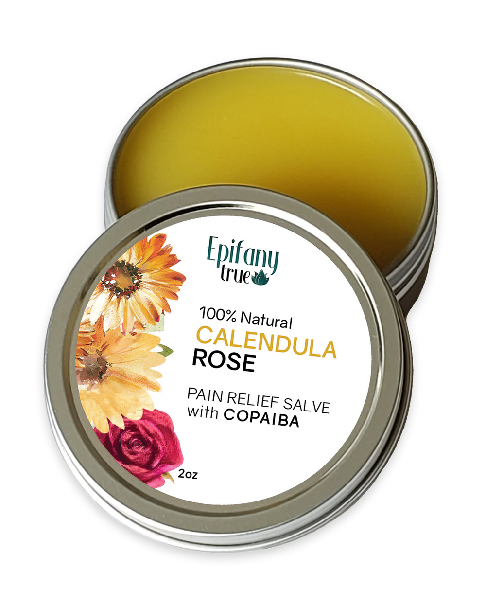 100% Natural Calendula & Rose Pain Relief Salve with Copaiba 2oz
