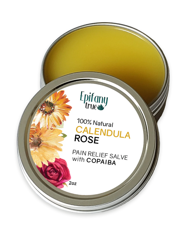 100% Natural Calendula & Rose Pain Relief Salve with Copaiba 2oz
