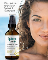 Epifany True 100% Pure Jamaican Black Castor Oil 2oz for eyebrows, eyelash and hair growth