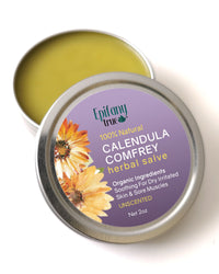 Epifany True Calendula Comfrey Herbal Salve 2oz open tin