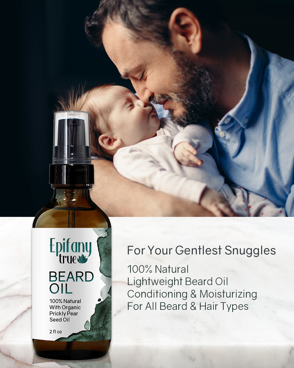 Epifany True 100% Natural Beard Oil 2oz with Prickly Pear Seed Oil is lightweight and lightly scented