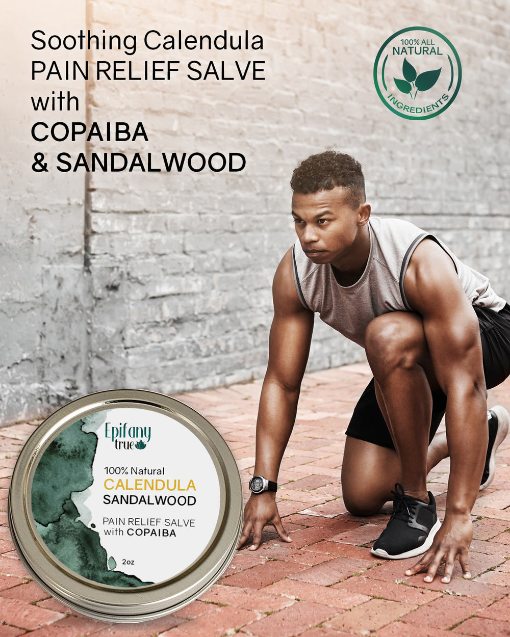 100% Natural Calendula & Sandalwood Pain Relief Salve with Copaiba 2oz