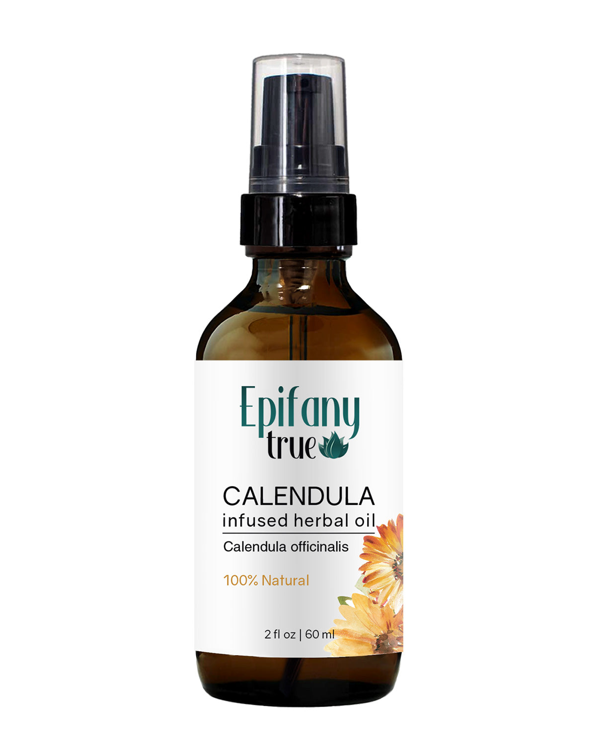 Epifany True 100% Natual Calendula Oil 2oz infused whole flowers in organic sunflower seed oil